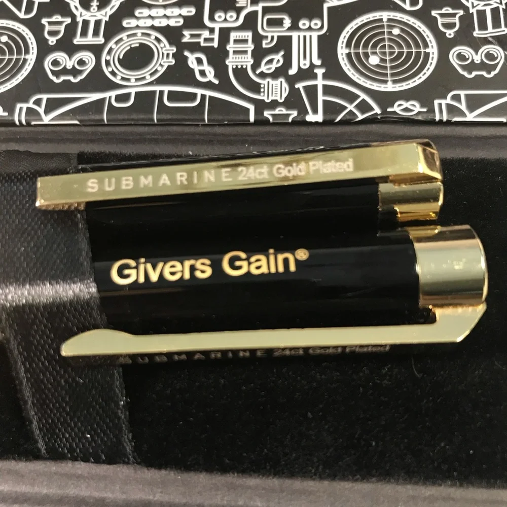 Submarine Lyra Pens 24KTGold Plated and Black 880 Ball Point Pen Set